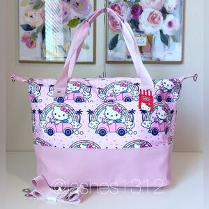 Sanrio HELLO KITTY Weekender Travel Tote Duffle Bag - Pink Rainbow